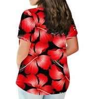 Ženska majica s okruglim vratom Plus veličine s printom, ležerna bluza kratkih rukava, preveliki vrhovi