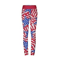 AMTDH ženske zvijezde prugaste američke zastave za tiskanje hlače za čišćenje hlače Lagane hlače Lady Work povremene