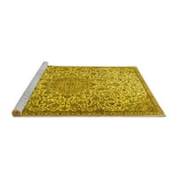 Tradicionalni pravokutni perzijski tepisi u žutoj boji, koji se mogu prati u perilici, 7 '10'