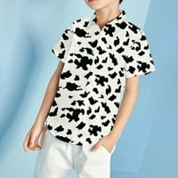 Malici za dječake odjeću krava tiskane košulje gumb kratki rukavi dolje niz rever vrat vrhovi ljetna majica za