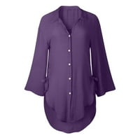 Ljetne bluze za žene labava gumb dugačka haljina pamučne dame ležerne majice majice majice vrhovi