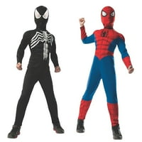 Dječak u kostimu Spider-Mana za Noć vještica s reverzibilnim mišićavim prsima