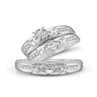 Čvrsto 10k bijelo zlato njegov i njezin okrugli dijamantni claddagh odgovarajući par tri prstena svadbeni zaručnički
