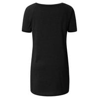 Majice za žene, Ženska Moda Plus veličina, ispis s izrezom u obliku slova u, Kratki rukavi, Duga majica, bluza,