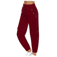 Strungtenwomen's Elastic Cup Hlače džepovi pamučna posteljina casual labave solidne boje joge hlače joggers lanene