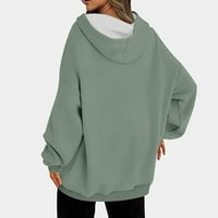 Plus-size ženske majice s kapuljačom s kapuljačom modni jednobojni jesenski kroj lagani pulover s džepovima bez