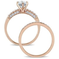 Skup svadba prstenje Miabella s аквамарином T. G. W. u karatima i dragulj T. W. u karatima od ružičastog zlata