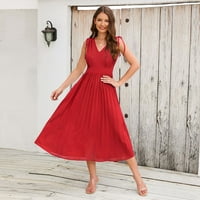 Ženska haljina djeveruša ljetne haljine duge ljuljačke Vintage izrez u obliku slova u proljeće šifon ruffled sundress