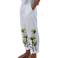 Široke hlače za Žene Ležerne lagane hlače s džepovima visokog struka pamučne široke ravne hlače s printom
