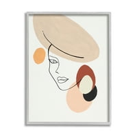 Stupell Industries Fashion Ženski portret terakota Sažetak oblika sive uokvirene zidne umjetnosti, 14, dizajn