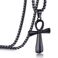 Ogrlica s privjeskom s križem za muškarce Srebrna crna 18k zlato lanac od nehrđajućeg čelika ogrlica s križem