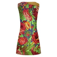 Ženske popularne vintage elegantne cvjetne haljine za tisak dužine koljena bez rukava izrezana haljina ljetni