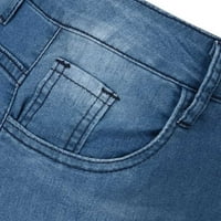 Ženske seksi hlače s džepovima plamtene duge traper solidne boje tanke hlače tamnoplave xs