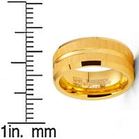 Volfram karbidni prsten četkani goove vjenčani bend Goldtone