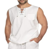 Muška modna majica pamučna hipi majica joga top bez rukava kaki-2 inča