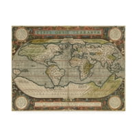 Zaštitni znak likovna umjetnost 'Antique World Map 36x48' Canvas Art by Vision Studio