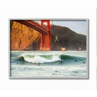 Stupell Industries Golden Gate Surfers California Coastal Sports Framed Wall Art Design by Dave Gordon, 11 14