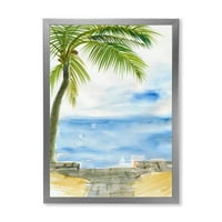 DesignArt 'Palm Beach Resort na Sunrise II' nautički i obalni uokvireni umjetnički tisak