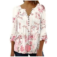 HESXUNO majice za rukave za žene, modne žene novi stil cvjetni tiskani vrhovi labave fit v vratne bluze ljetne