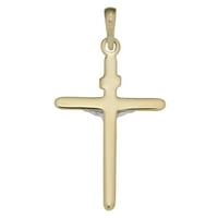 3 8 Isus Cross Crucifi dvobojni privjesak Pravi čvrsti 10k žuto bijelo zlato - sve veličine, Bayam