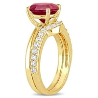 2-karatni set zaručničkih prstenova od žutog zlata od rubina i safira od 2 komada