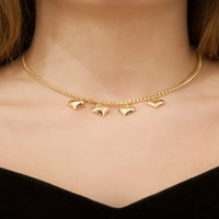 Ogrlica od zlatnog lanca s više privjesaka u obliku srca