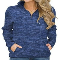 A / ženska Casual majica s patentnim zatvaračem, pulover s dugim rukavima s ovratnikom, vrhovi s džepovima