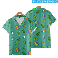 Ležerna havajska majica za plažu s geometrijskim printom za Dan svetog Patrika, vrhovi za noćne izlaske, tiskane