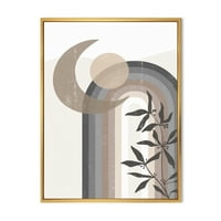 DesignArt 'Sažetak Mjesec i sunce u sivoj i plavoj' Moderno uokvireno platno zidne umjetničke ispis