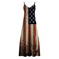 Ljetne duge maksi haljine za žene boho haljina sarafan bez rukava američka zastava 4. srpnja domoljubna haljina