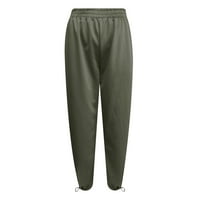 Teretni joggeri za žene Plus size Ležerne jednobojne duge hlače s elastičnim strukom, vojska zelena, e-mail