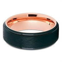 Zaručnički prsten od crnog volframa od ružičastog zlata od 18k, prsten od volframovog karbida od volframovog karbida