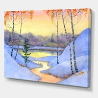 Jedinstveni 'potok kroz zimsku šumu II' Lake House Canvas Wall Art Print