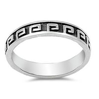 Sterling srebrni ženski grčki ključ za zaključavanje prstena nakit ženski muški unise veličina 10