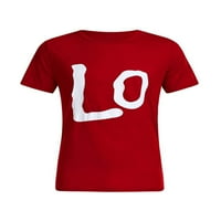 Komplet majica za parove koji se podudaraju za muškarce i žene, Crvena majica kratkih rukava s printom slova zaljubljeni