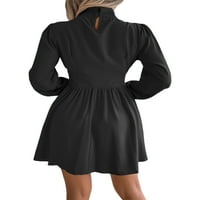 Wooving dame kratka haljina Mini Bohemske žene s dugim rukavima seksi odmor crna xl
