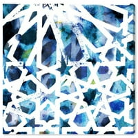 Wynwood Studio Sažetak Moderna umjetnost platna - Plavi geometrijski mozaik, zidna umjetnost za dnevnu sobu, spavaću