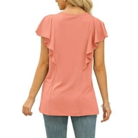 Modni ljetni ruffle rukav v vrat majice casual labave čvrste boje ženske vrhove