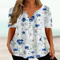 Ženski ljetni vrhovi sakriju trbušne tunike Ljetne majice s kratkim rukavima Slatka protočna majica casual haljina