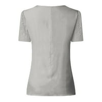 Ženske plus size rasprodaja $ ženske čipkaste jednobojne spojnice kratkih rukava tanka bluza s izrezom u obliku