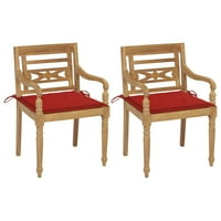 vidaxl solid tikovine drvene stolice batavia s jastucima sjedeći multi boje