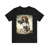 Dizanje utega za pse Beagle s bučicama Majica od dresa s kratkim rukavima