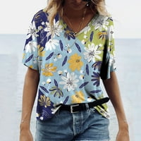 SDJMA Classic FIT TOUST FIT pamučna majica s kratkim rukavima Ženske majice casual majica cvjetna tiskana