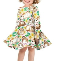 Suncokretove kavične haljine dugih rukava u dobi od 7- T rastezljiva djeca linijska ljuljačka haljina s klizačem