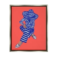 Stupell Industries Pop Style Stripes Uzorak Upscale Trendy Girl Graphic Art Svjetlo sjajno siva plutajuća uokvirena