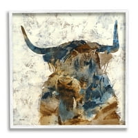 Apstraktni rogovi goveda, silueta u kolažima, blokirani oblici, slikanje u bijelom okviru, zidni tisak, dizajn