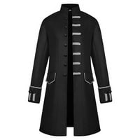 Muški zimski topli Vintage frak jakna kaput gornja odjeća kaput na kopčanje Crna