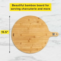 Ukusni bambusov okrugli charcuterie ploča s ručicom, ploča za veslanje sira, 15,5 krug