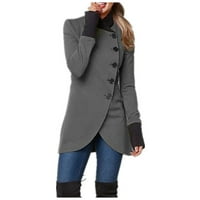 Tunika s dugim rukavima ženski casual modni topovi jednobojni jednoredni ovratnik s prorezom s prorezom jakna