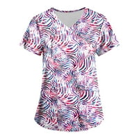 Ženski vrhovi okrugli dekolte Žene bluze modni grafički otisci majice kratke rukave ljetne tunike Tee Multi-Color